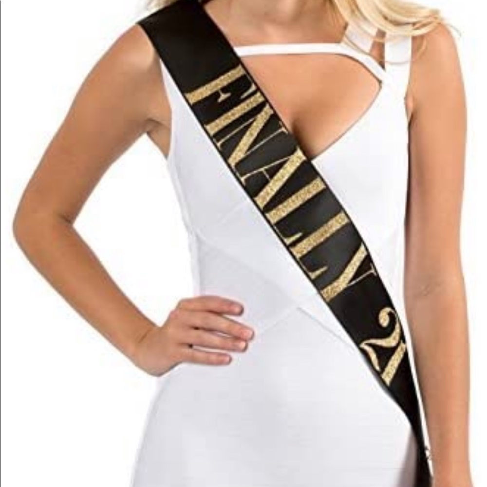 Finally 21 birthday sash black and gold